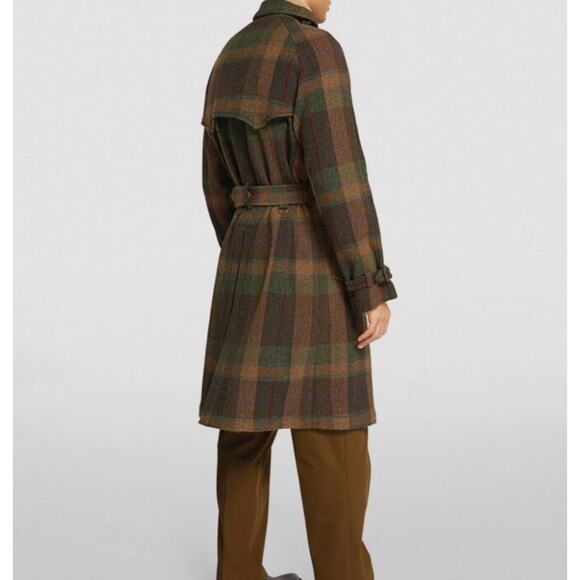 Ralph Lauren Purple Label Wool Belted Trench Coat Plaid Tartan Belt Men’s 40R - Picture 8 of 12